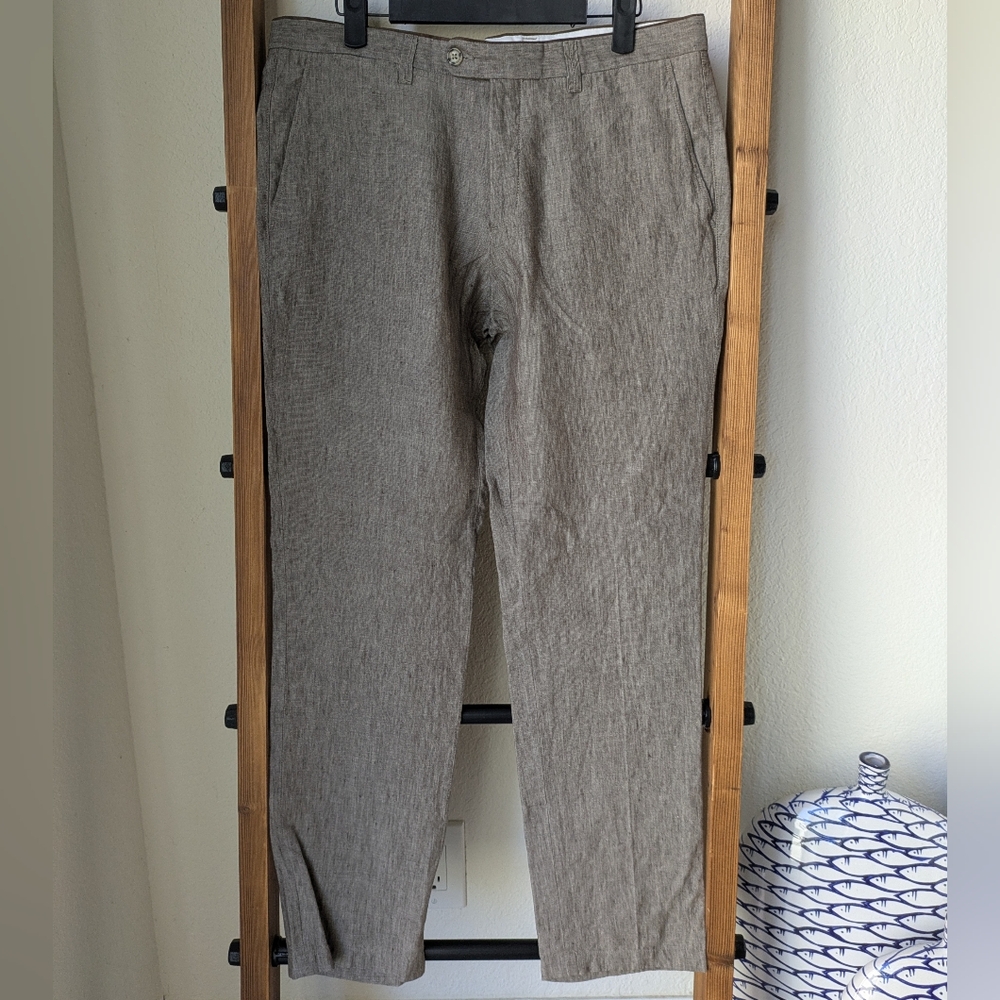 Luciano Barbera Taupe Linen-Blend Chinos - Size 48